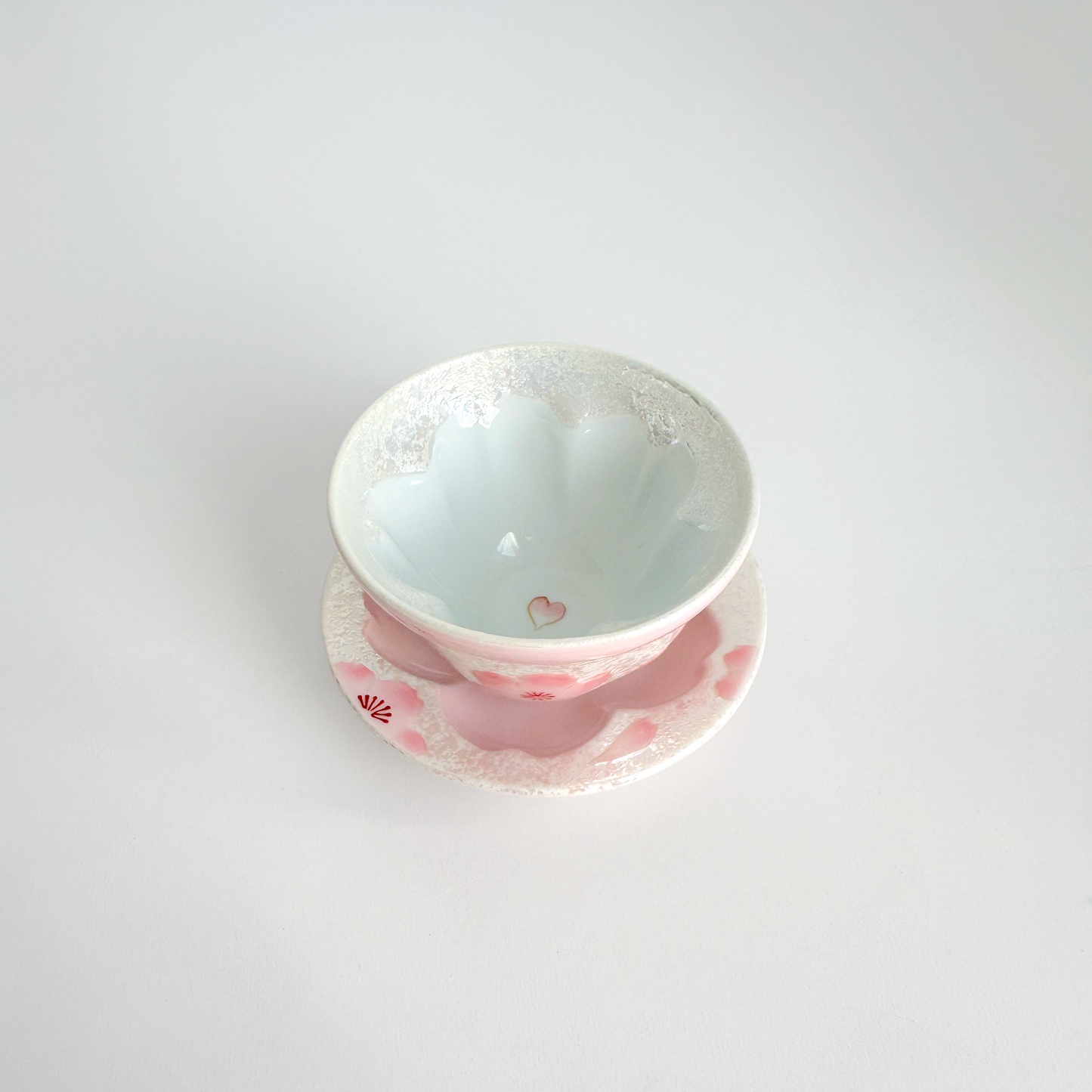 Cherry Blossom Handmade Teapot and Cup Set -  Pink