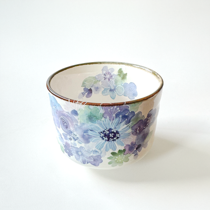 Handmade Matcha Bowl Set with Whisk & Scoop - Blue Flower