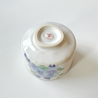 Handmade Matcha Bowl Set with Whisk & Scoop - Blue Flower