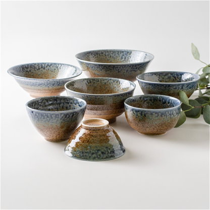 The Sandy Blue Mino Ware Porcelain 8.3 in Ramen Bowl