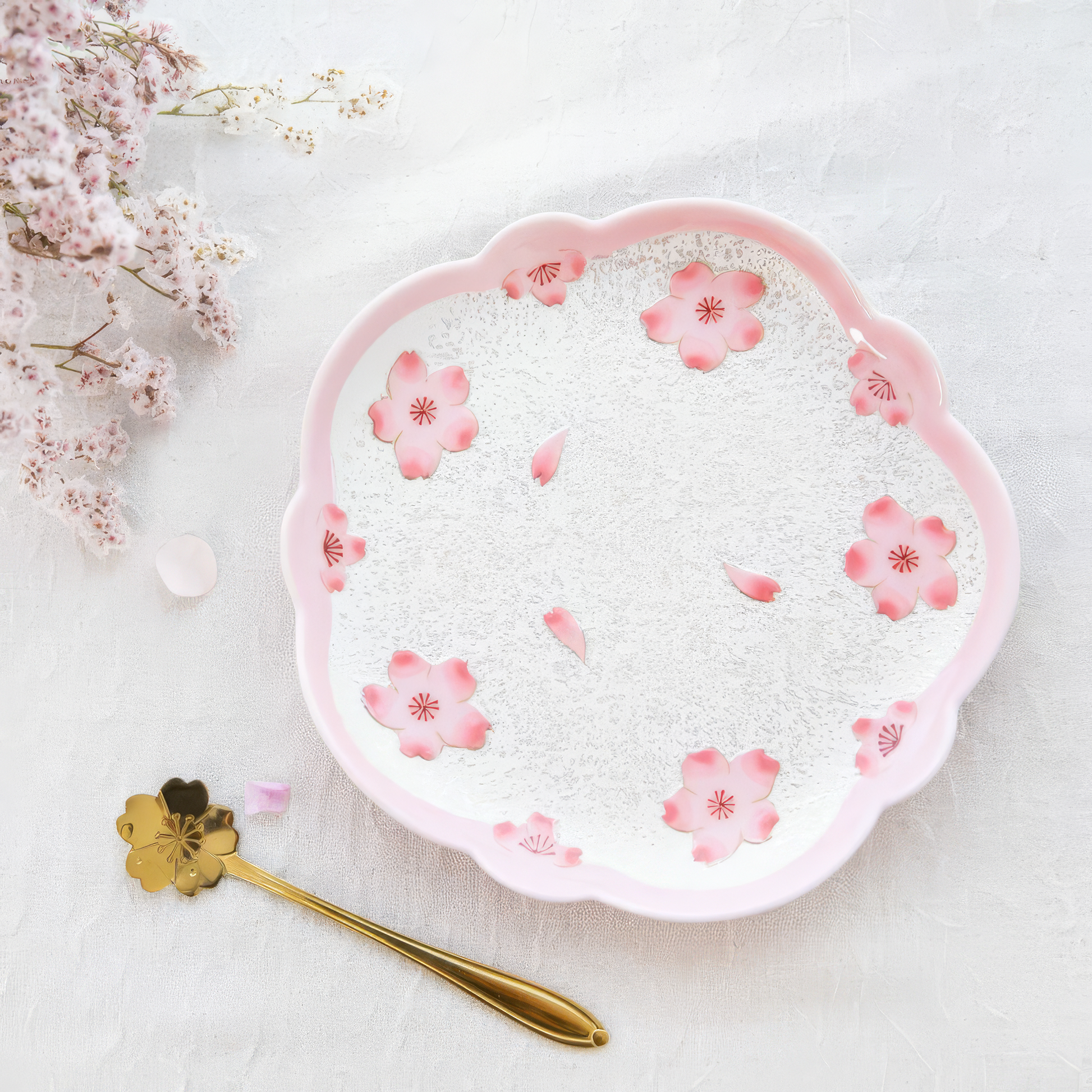 Cherry Blossom Handmade Western Tea Cup with Saucer - Pink - ZenwareCrafts