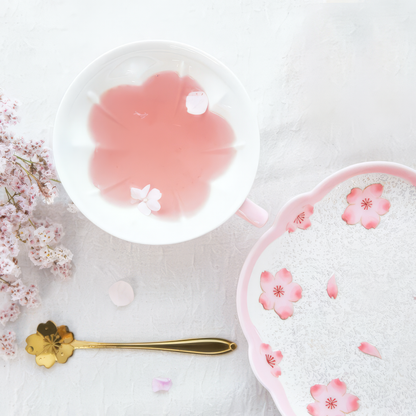Cherry Blossom Handmade Western Tea Cup with Saucer - Pink - ZenwareCrafts