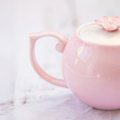Cherry Blossom Handmade Western Teapot - Pink - ZenwareCrafts
