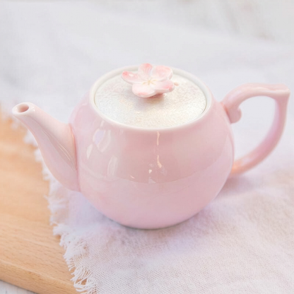 Cherry Blossom Handmade Western Teapot - Pink - ZenwareCrafts