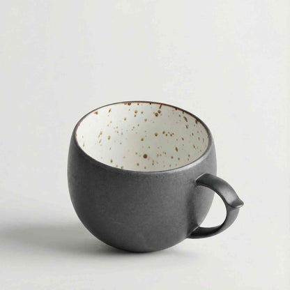 B&W Sabi Handmade Mug with Saucer - Black/White