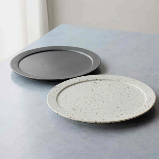 B&W Sabi Handmade Large Plate 10.2 in - Black/White