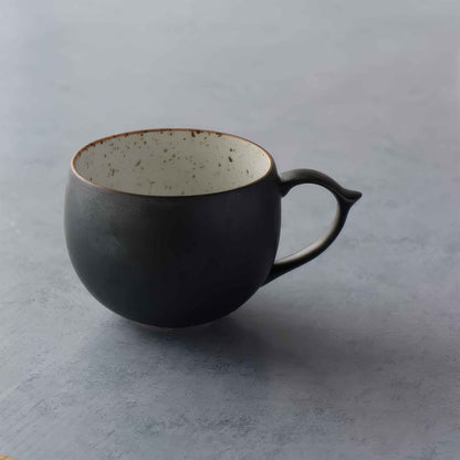 B&W Sabi Handmade Mug with Saucer - Black/White