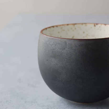 B&W Sabi Handmade Mug with Saucer - Black/White