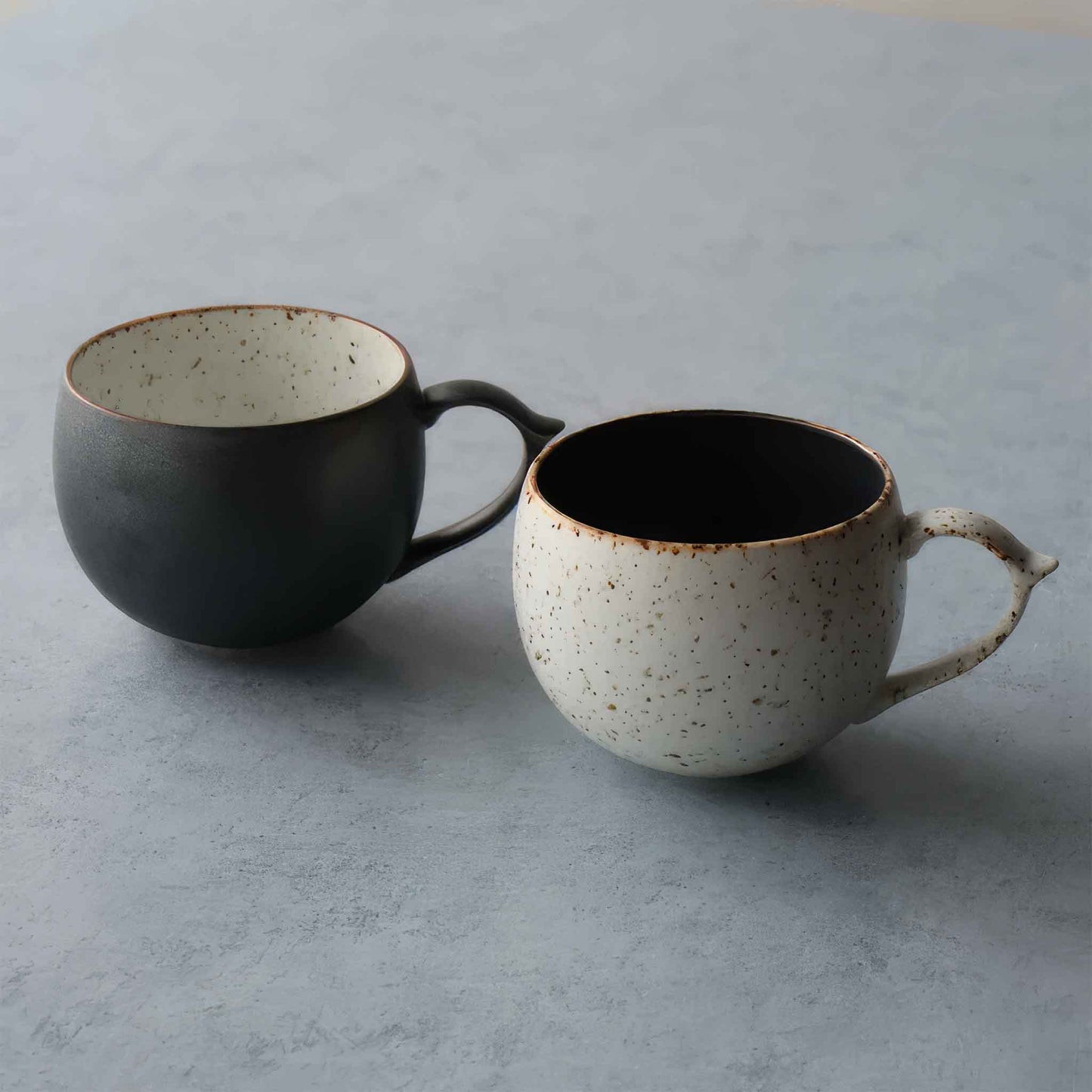 B&W Sabi Handmade Mug with Saucer - Black/White