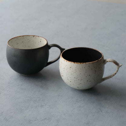 B&W Sabi Handmade Mug with Saucer - Black/White