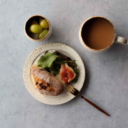 B&W Sabi Handmade Mug with Saucer - Black/White