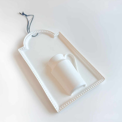 Kurashima Handmade Wall Vase - White/Deep Taupe