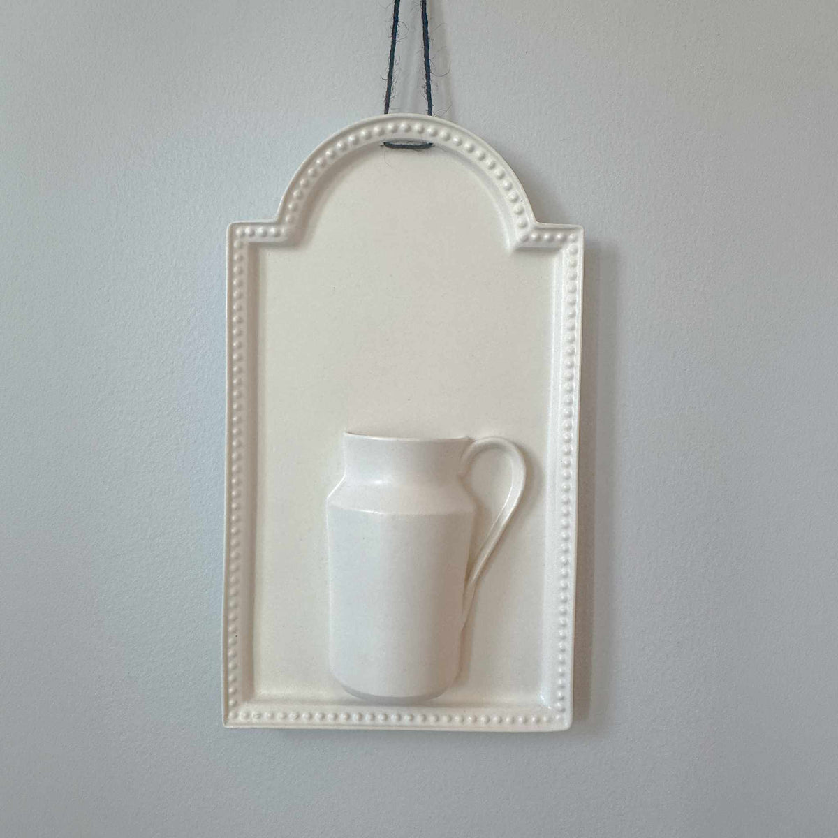 Kurashima Handmade Wall Vase - White/Deep Taupe