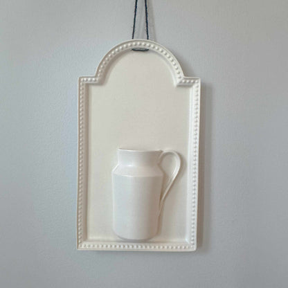 Kurashima Handmade Wall Vase - White/Deep Taupe