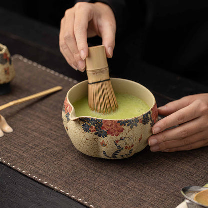 Blue&White Flint Red Handmade Matcha Bowl Set with Accessories