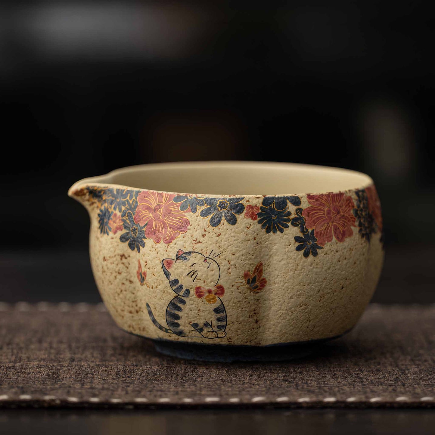 Blue&White Flint Red Handmade Matcha Bowl Set with Accessories