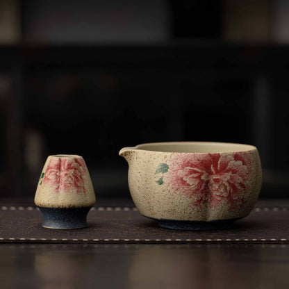 Blue&White Flint Red Handmade Matcha Bowl Set with Accessories