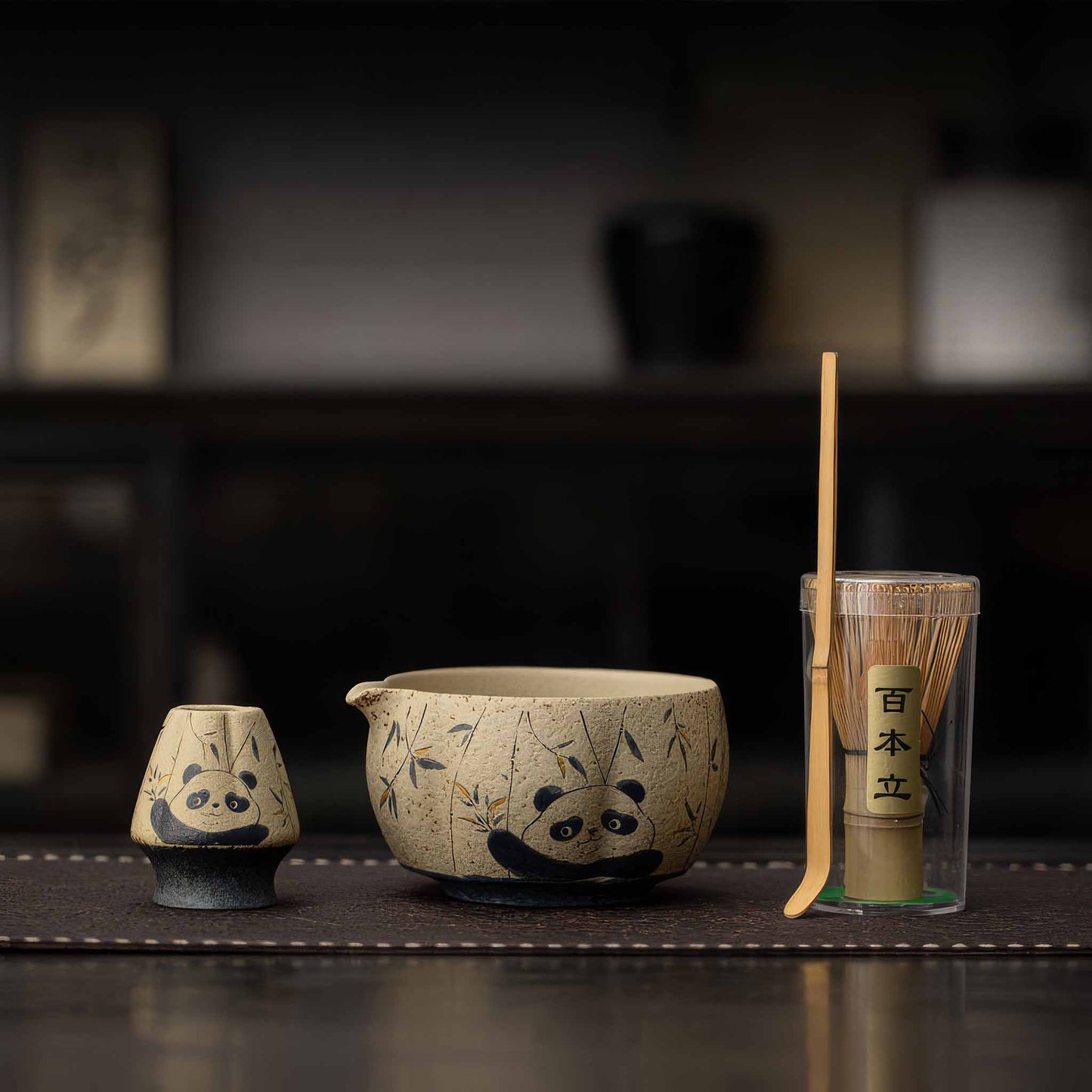 Blue&White Flint Red Handmade Matcha Bowl Set with Accessories