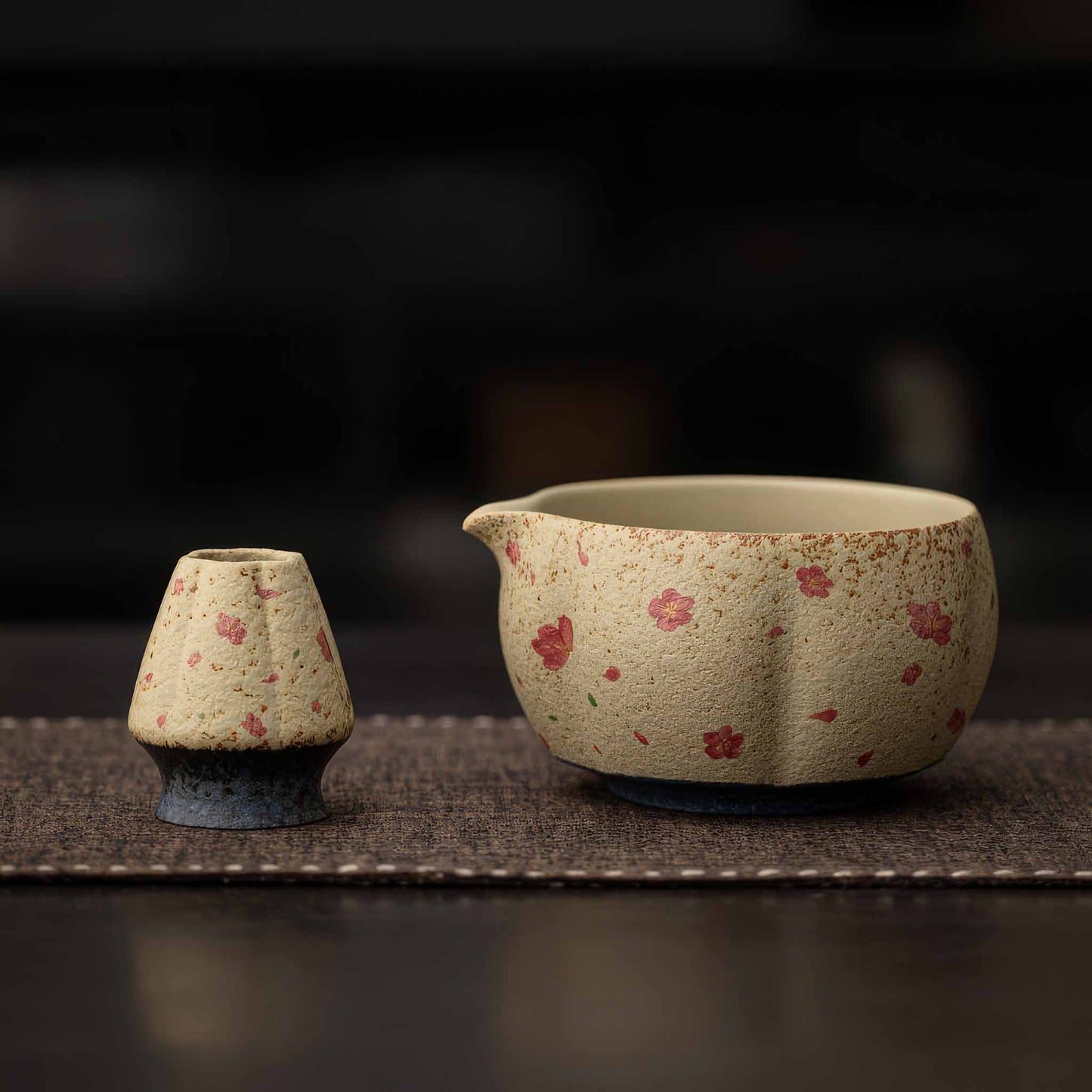 Blue&White Flint Red Handmade Matcha Bowl Set with Accessories