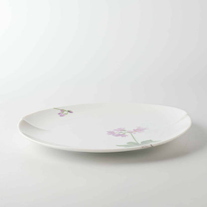 A white, delicate, and elegant 8-inch porcelain plate with a daisy design.