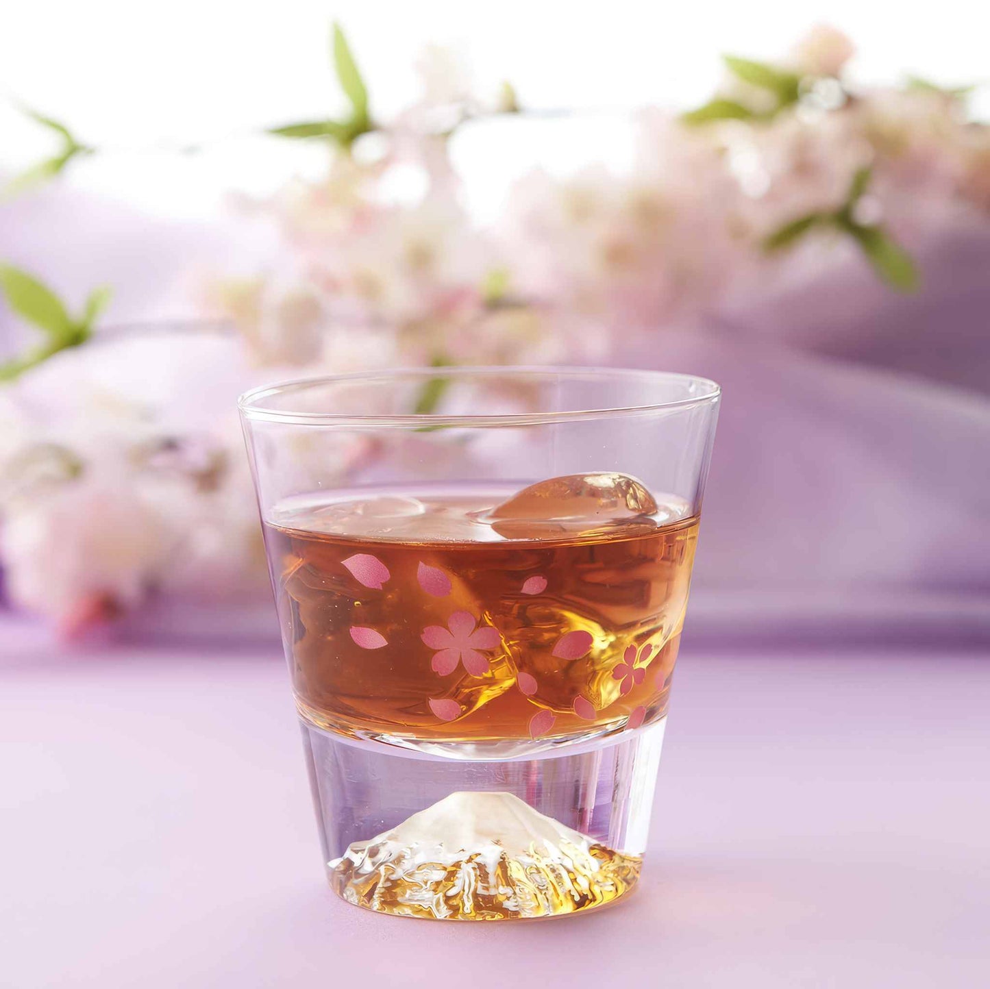 Mt. Fuji x Cherry Blossom Color-changing Rock Glass by Edo Glass