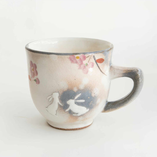 Hana Tobi Rabbit Hasami Ware Handmade Mug - Pink/Blue