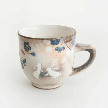 Hana Tobi Rabbit Hasami Ware Handmade Mug - Pink/Blue