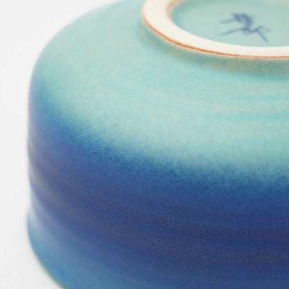 Handmade Hasami Ware Matcha Bowl Set with Whisk - Blue Blower