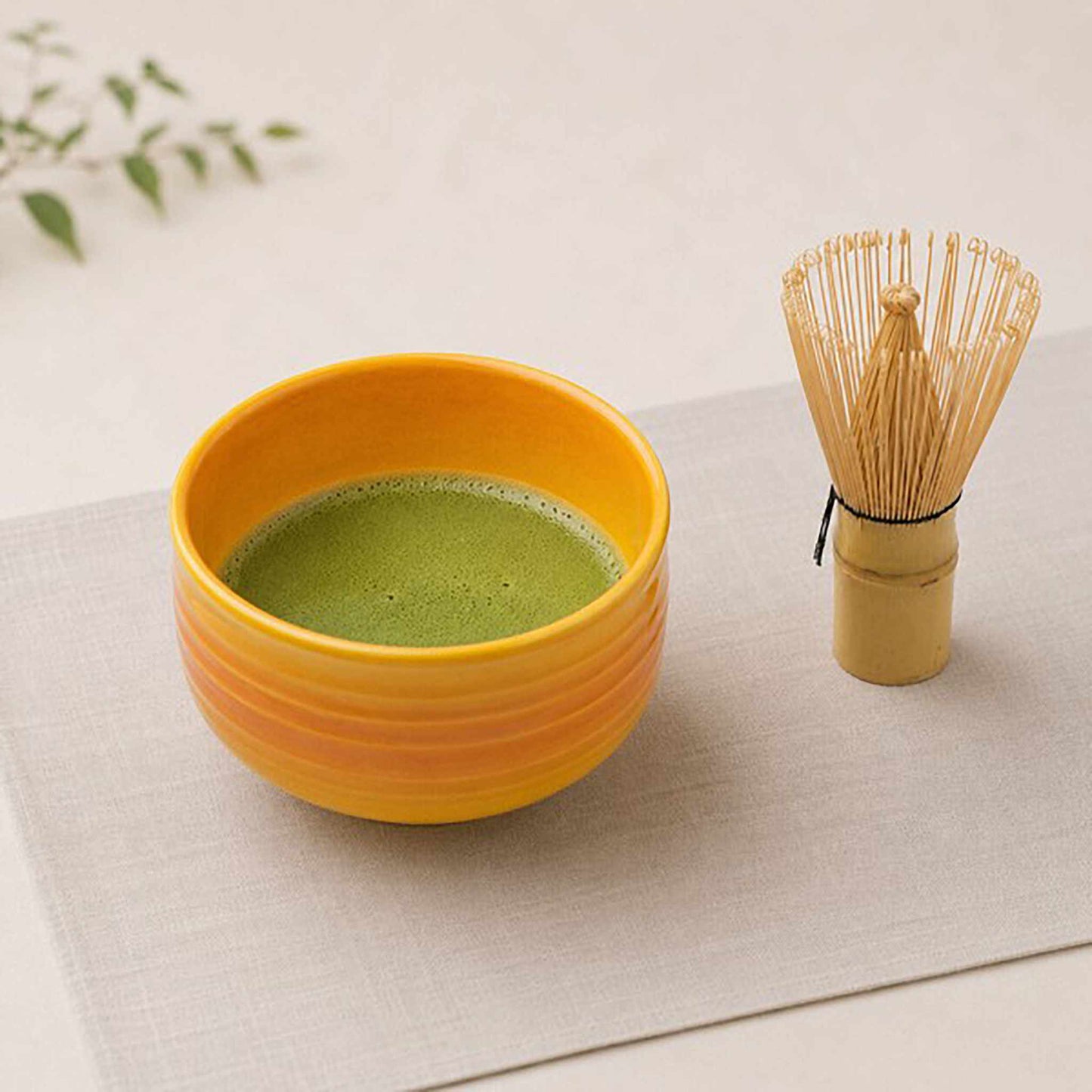 Handmade Hasami Ware Matcha Bowl Set with Whisk - Blue Blower