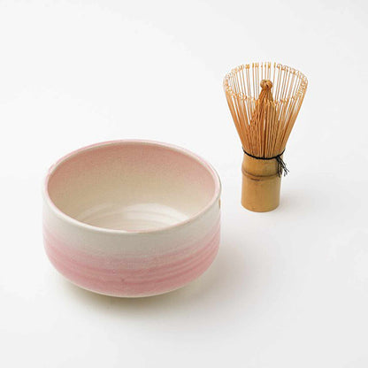 Handmade Hasami Ware Matcha Bowl Set with Whisk - Blue Blower