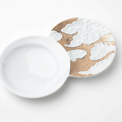 Hasami Ware Cloud Sauce Dish - Silver/Gold