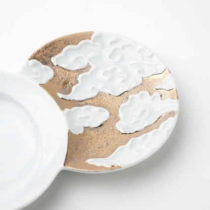 Hasami Ware Cloud Sauce Dish - Silver/Gold