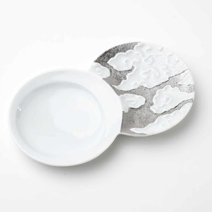 Hasami Ware Cloud Sauce Dish - Silver/Gold