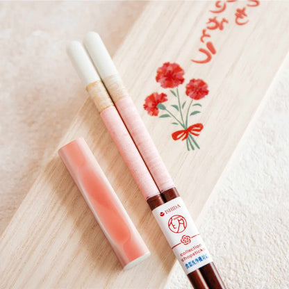 ISHIDA Thank You Chopsticks and Rest Set - Pink/Blue