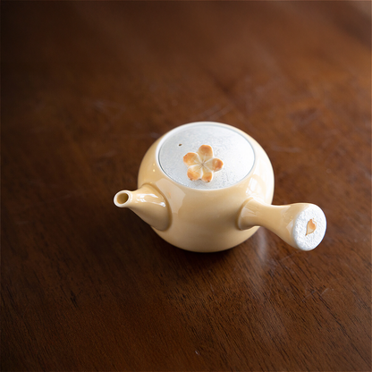 Cherry Blossom Handmade Teapot and Cup Set -  Orange