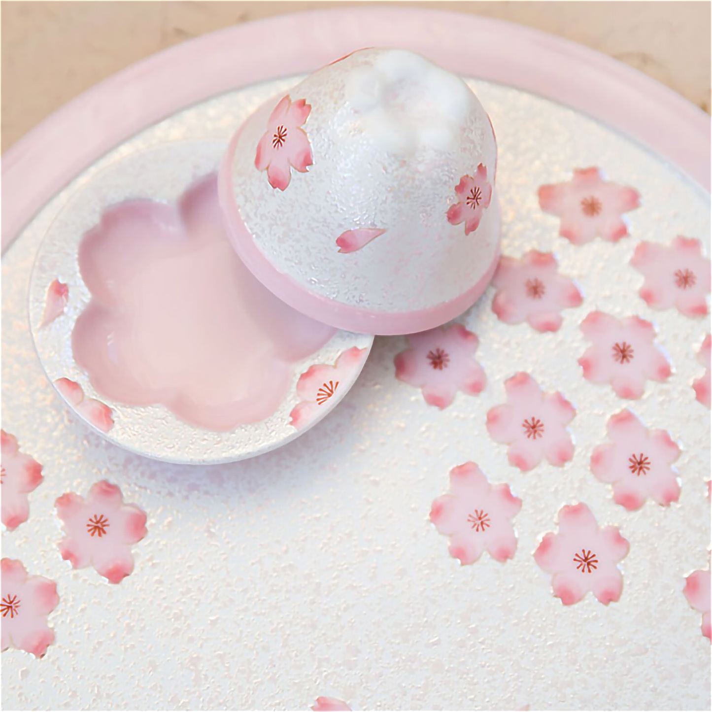 Cherry Blossom Handmade Teapot and Cup Set -  Pink