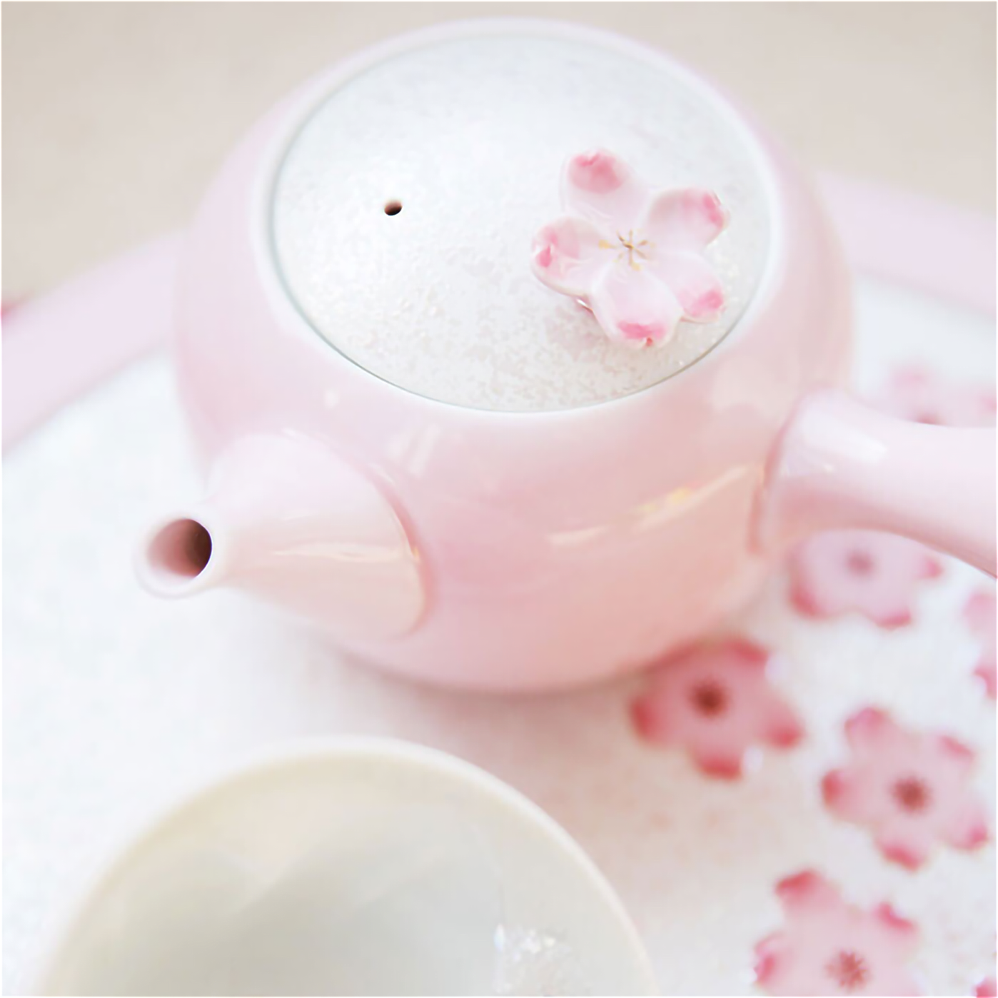 Cherry Blossom Handmade Teapot and Cup Set -  Pink