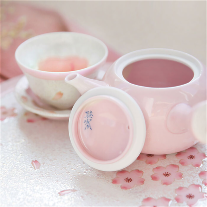 Cherry Blossom Handmade Teapot and Cup Set -  Pink