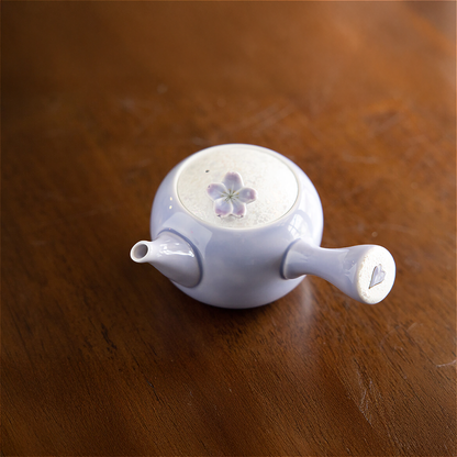 Cherry Blossom Handmade Teapot and Cup Set -  Purple