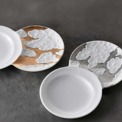 Hasami Ware Cloud Sauce Dish - Silver/Gold